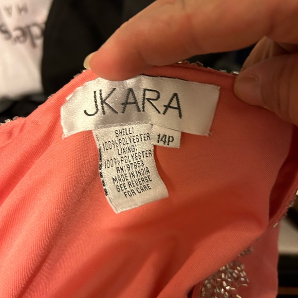 J Kara Women's👩🏽Asymmetrical Bodice EdgeBeadedShortCocktailDress👗Coral Sz 14P - Picture 5 of 9